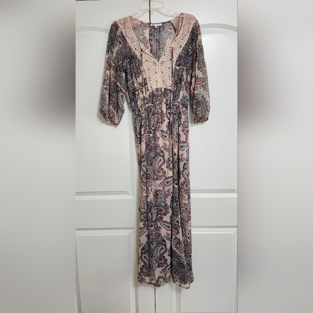 DR2 Pink Paisley Whimsical Boho Maxi Dress